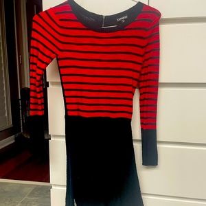 Red and black striped dress